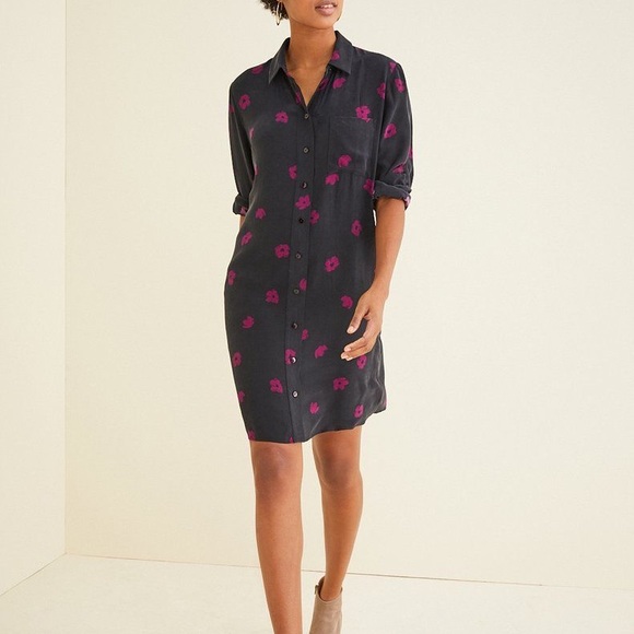 Amour Vert Leigh Silk Shirt Dress [Pop Floral] - Picture 3 of 3